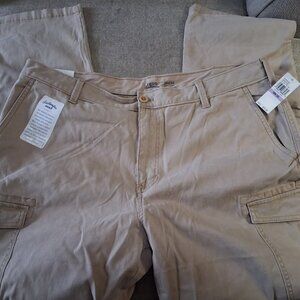 Mens IZOD Saltwater Stretch Chino Cargo pants 38x32 khaki